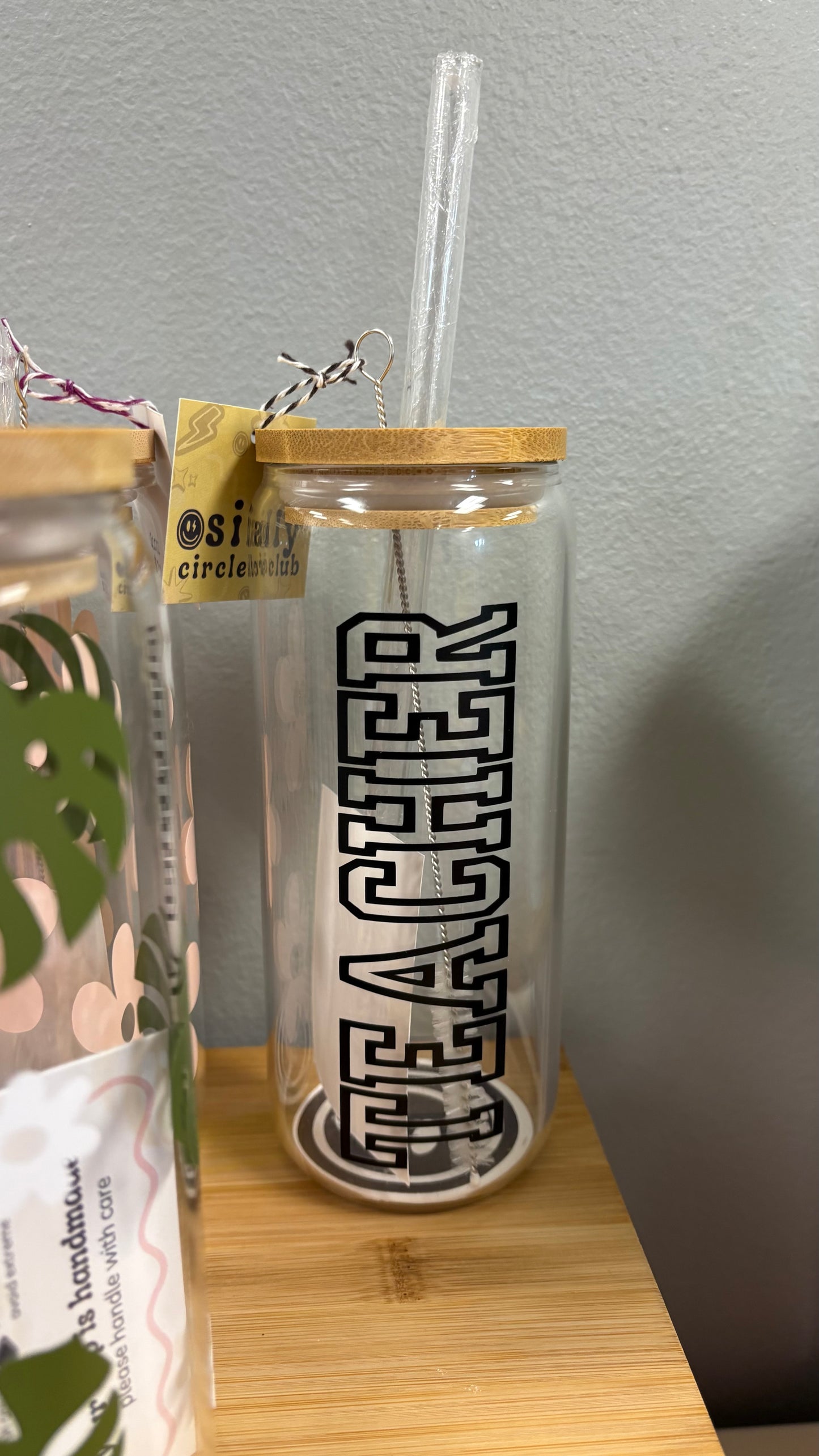 Teacher Varsity Glass Cup- 20oz